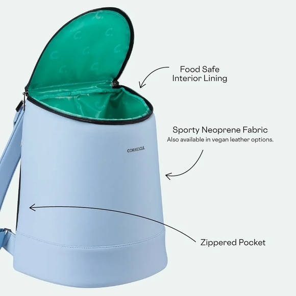 Corkcicle Eola Bucket Bag Periwinkle Neoprene Insulated/Water & Leakproof - Picture 6 of 15